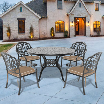 Ensemble de meubles de patio en aluminium coulé avec coussins bruns (même SKU: W1710S00073)