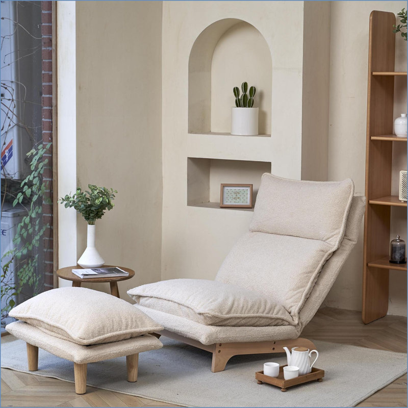 Fauteuil inclinable pliable Lazy Sofa - Siège de loisirs multifonctionnel pour le balcon de la chambre à coucher du salon | Beige | Profondeur du siège 27,56