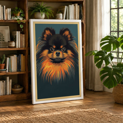 Pomeranian Portrait Modern - Wrapped Canvas