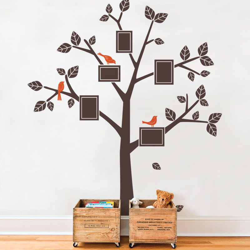 Décalcomanie murale arbre famille simple, Brun