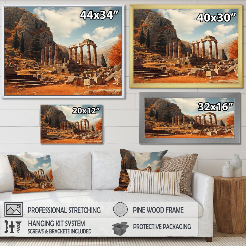 Grèce Grèce Mythos II sur toile, H 30 po x l 40 po x P 1,5 po, Cadre flottant noir