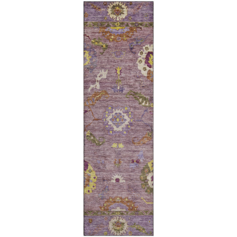 Premium Machine Washable Mayfield AMF2229 Global Rug, 2'3" x 7'6" Runner, Merlot