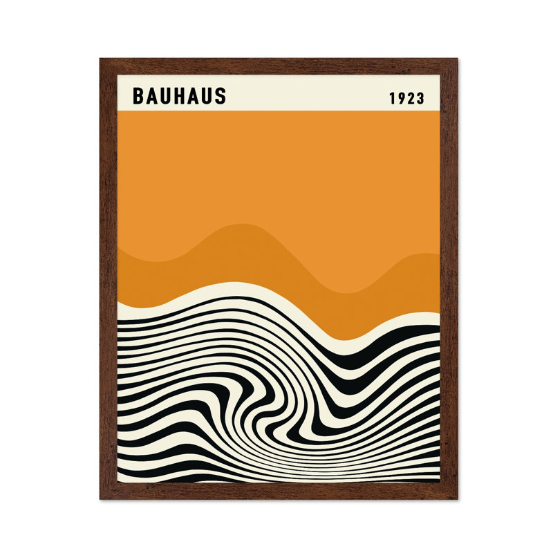 Lignes ondulées du Bauhaus, Affiche, H 24 po x l 32 po, Encadrement brun