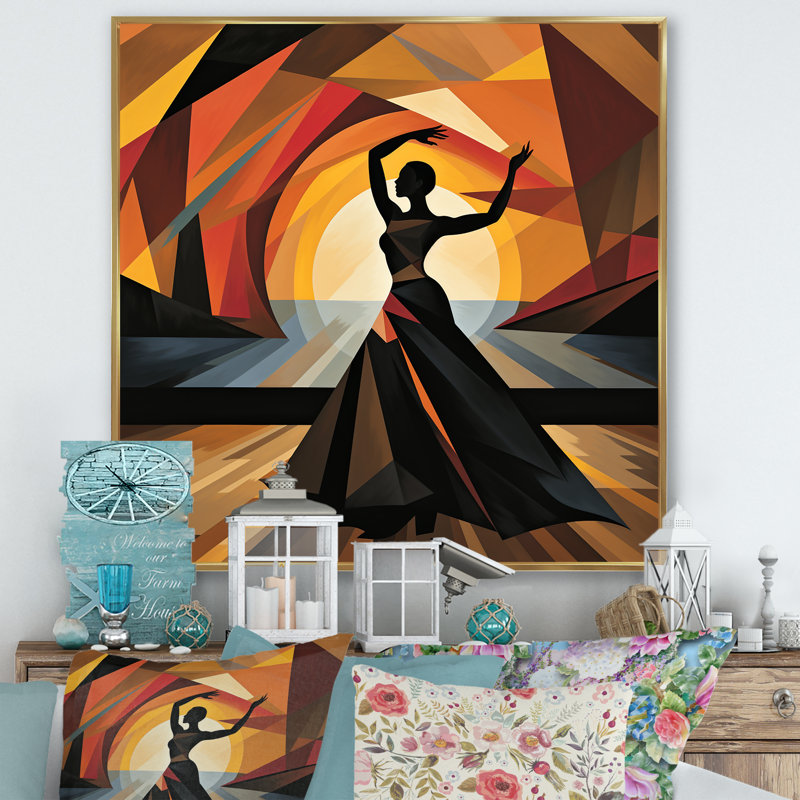 «Black Art Deco Ballet Dance VI», reproduction encadrée de chambre de bébé, Gold Picture Framed, 30" H x 30" W