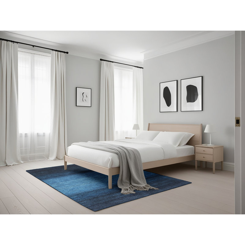Tapis noir/bleu zone contemporaine Cahuilla, Rectangle 5 pi x 7 pi