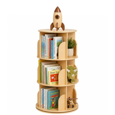 H38" X W19.7" 3-Tier Rotating Bookshelf