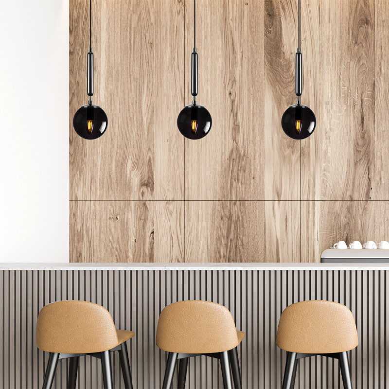 Luminaire suspendu en forme de globe à 1 lumière Celestia, Noir, Noir