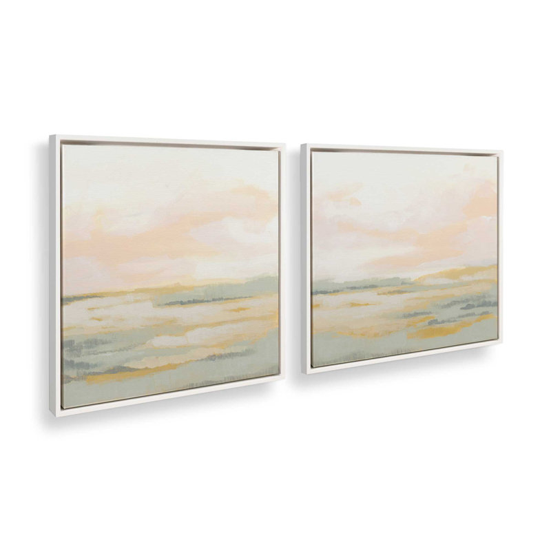 Ensemble de 2 champs de lumière pastel, Cadre flottant blanc opaque, H 13 po x l 26 po