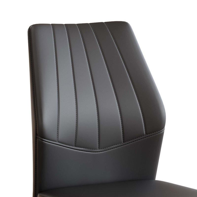 Ensemble de 6 chaises de salle à manger ergonomiques en PU avec structure métallique robuste, Black