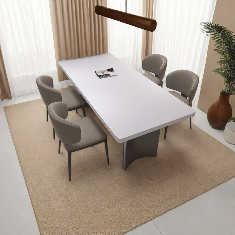 Thickened rock plate simple dining table sets., White, 29.53"H x 70.87"L x 31.5"W