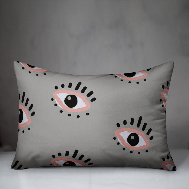  Polyester Indoor/Outdoor Throw Pillow, Gray, 14" H x 20" W
