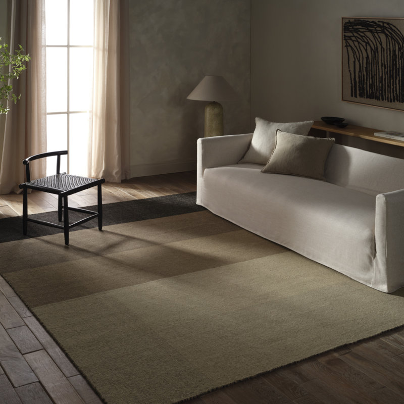 Tapis brun clair en laine tissé à la main Costanzo, Rectangle 8 pi 6 po x 11 pi 6 po