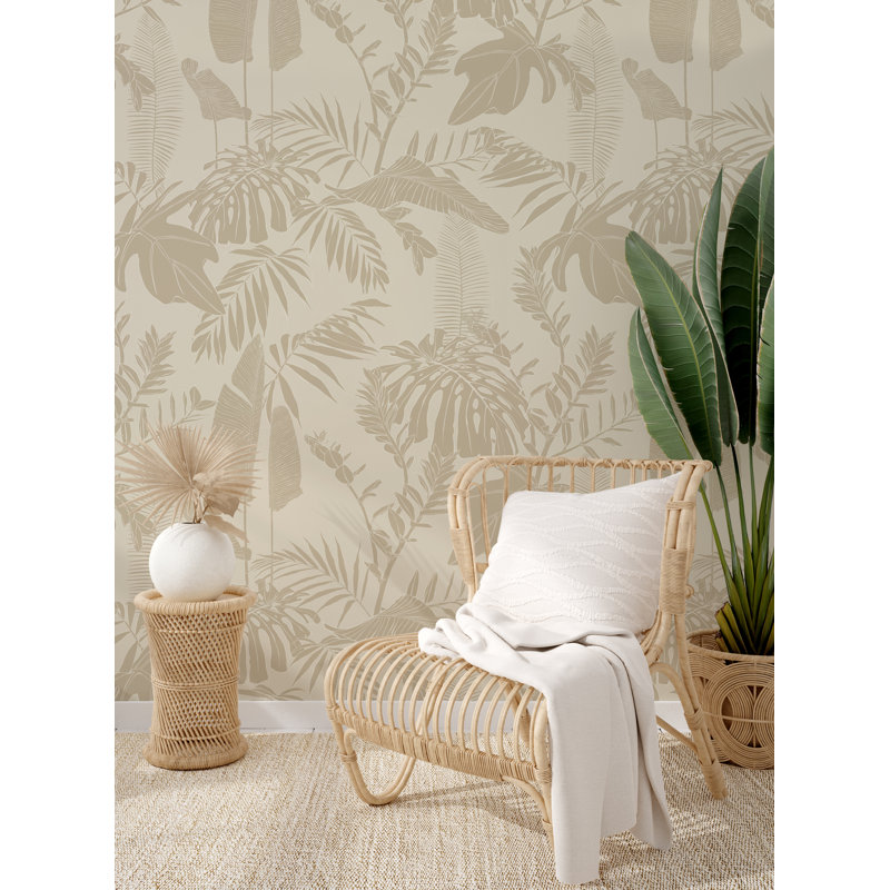 Murale feuilles de la jungle de Pékin L 9 pi x l 24 po, L 9 pi x l 24 po, Beige