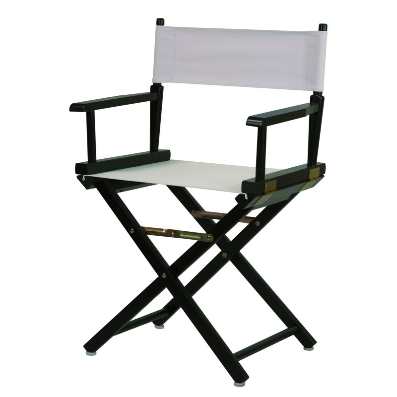 Chaise de réalisateur pliante 18 po, Blanc, Noir, noir, noir, noir
