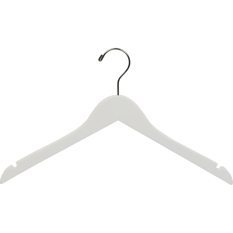 Wood Standard Hanger for Dress/Shirt/Sweater, White/Chrome, 50