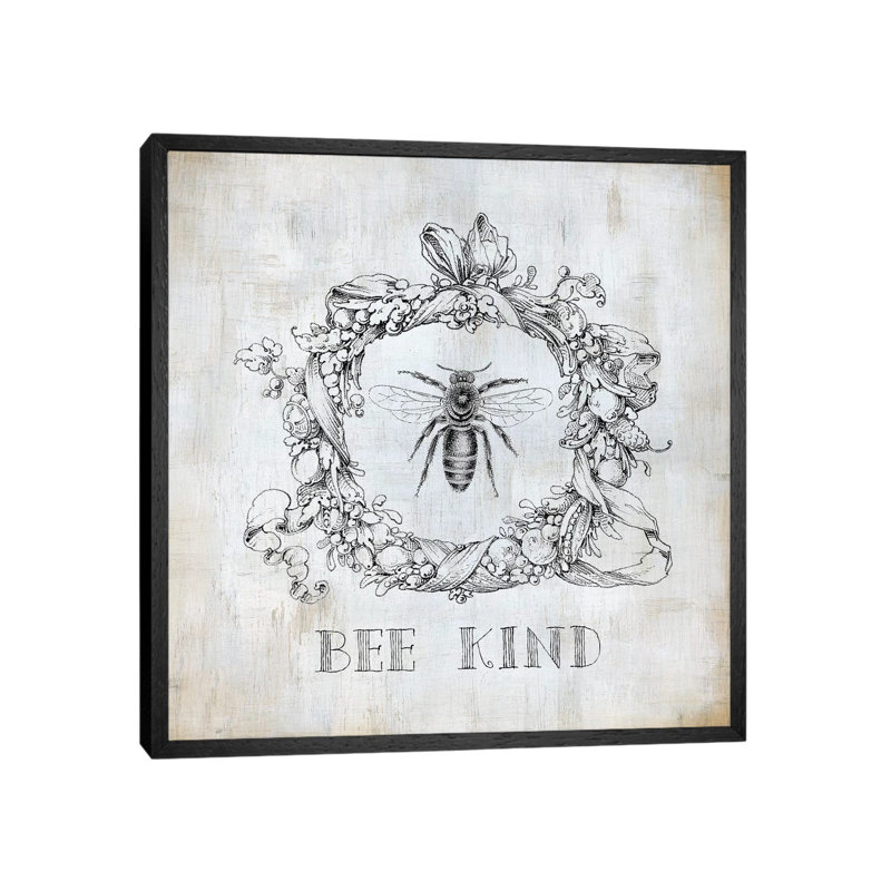 Bee Kind by Carol Robinson - Print on Canvas, 45.72 cm H x 45.72 cm W, Black Framed