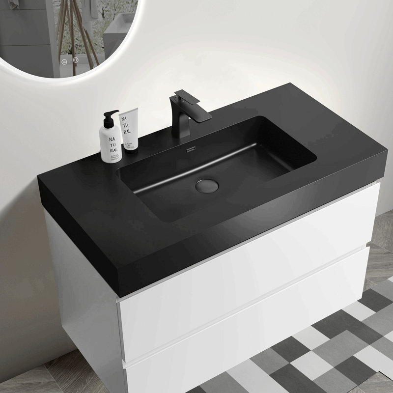 Meuble-lavabo sur pied 24 po avec tiroir double, armoire de salle de bain autoportante, bois d'ingénierie, chêne (meuble-lavabo sans comptoir)