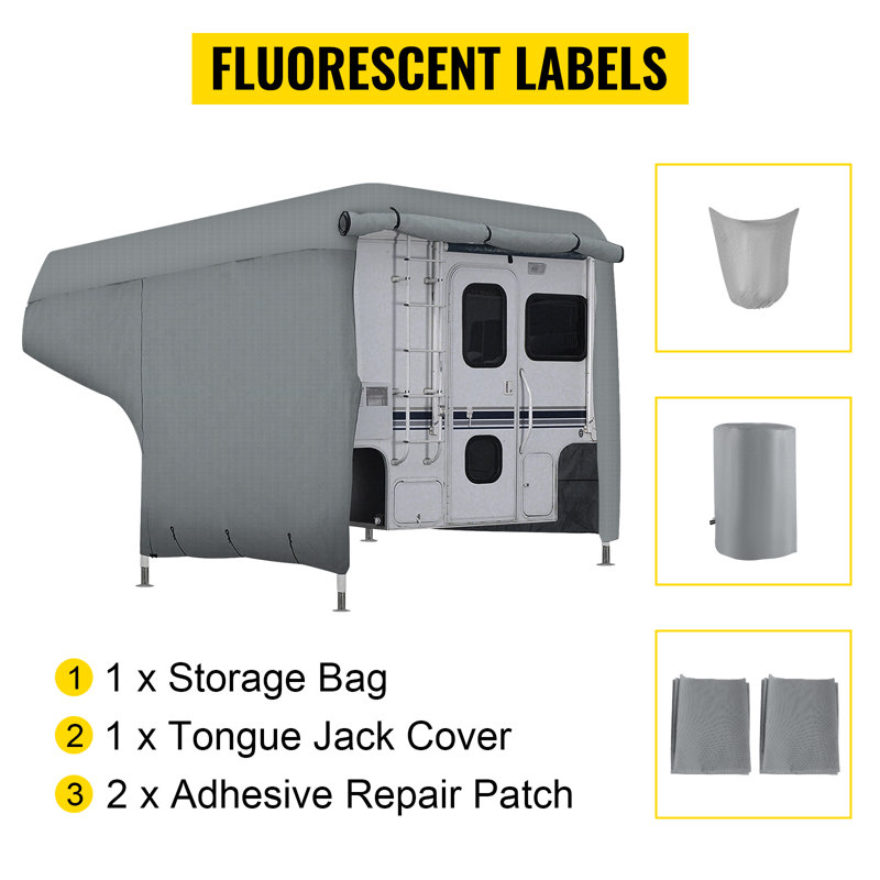 Housse pour camping-car VEVOR, housse pour roulotte de voyage de 8 pi à 10 pi, housse de caravane pour camping-car extra-épaisse 4 couches anti-UV avec patch adhésif et sac de rangement