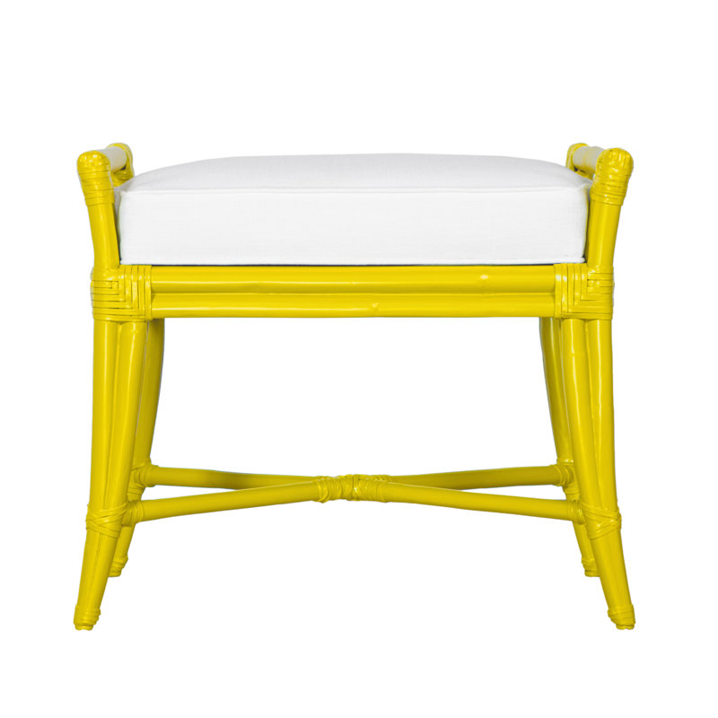 Malacca Upholstered Bench, Canary Yellow