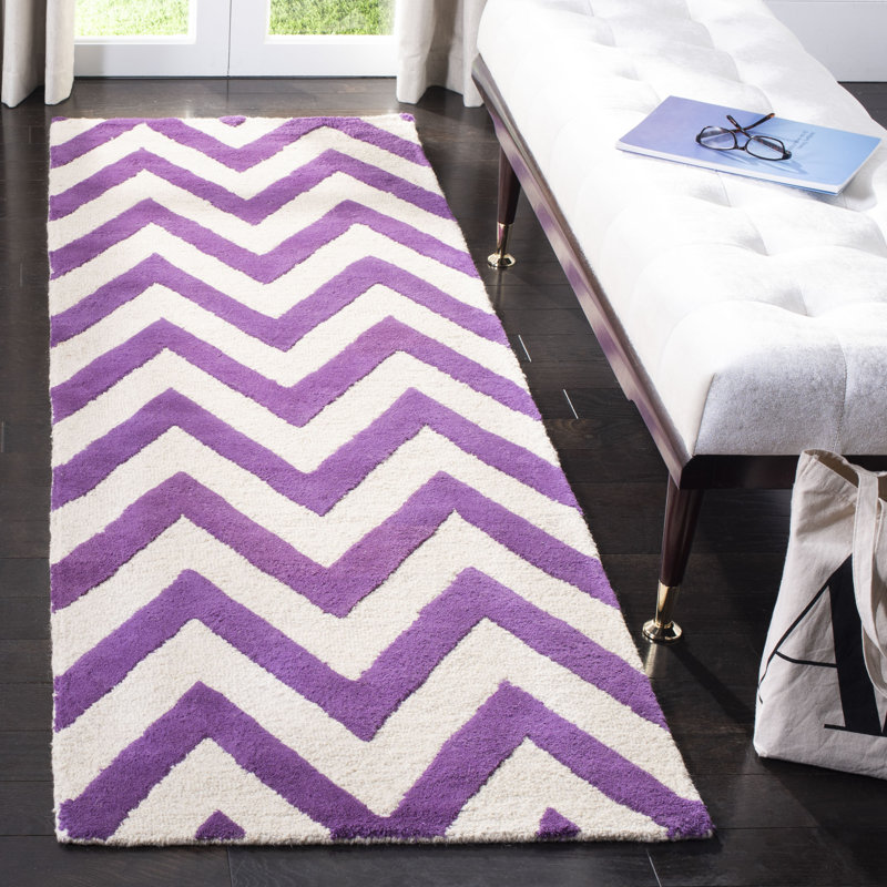 Sanyla Hand Tufted Wool Chevron Rug, Runner 2'6" x 12'