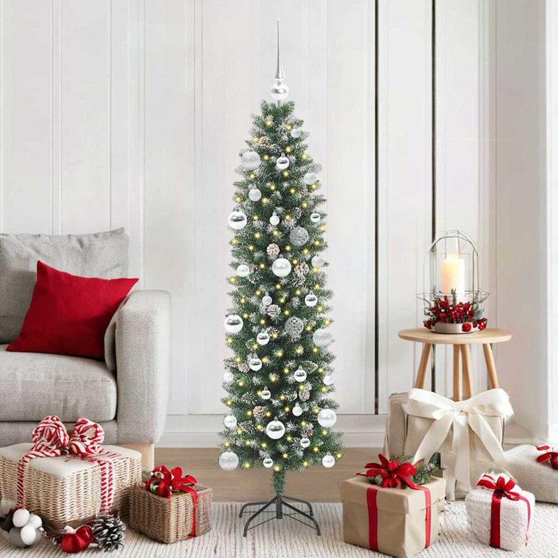 Artificial Slim Christmas Tree, 4.92' H, Silver