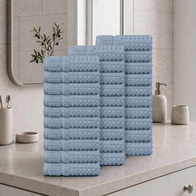 Ensemble de serviettes de toilette 30 pièces Willow - 100% coton peigné, qualité supérieure 630 g / m², bleu, ultra doux et très absorbant (30 serviettes de toilette)