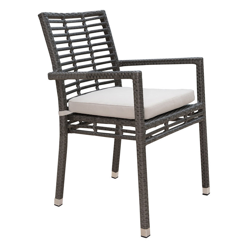 Chaise de terrasse empilable avec coussin Coldfield, Toile Sunbrella® naturel