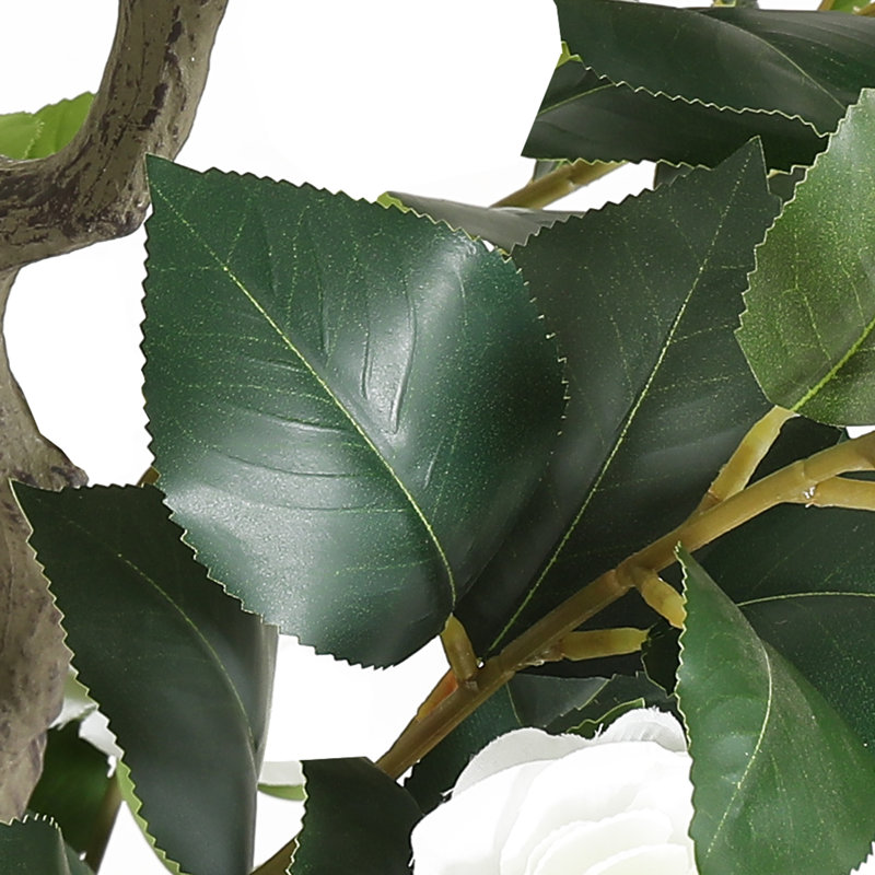 49.2" White Artificial Camellia Tree with LED Lights