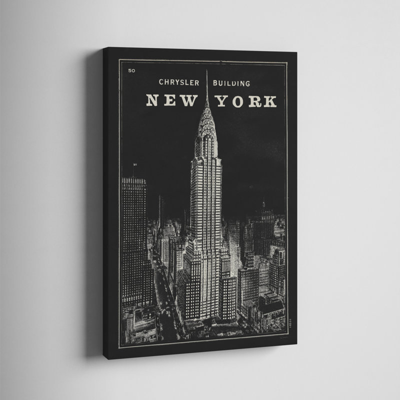 «Blueprint Map New York Chrysler Building Black» par Sue Schlabach, impression de photographie de paysage urbain en noir et blanc