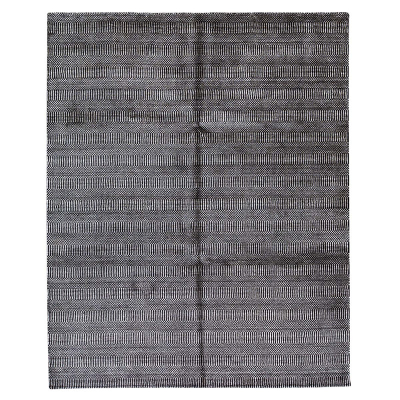 Tapis argent / noir / gris noué à la main de haute qualité