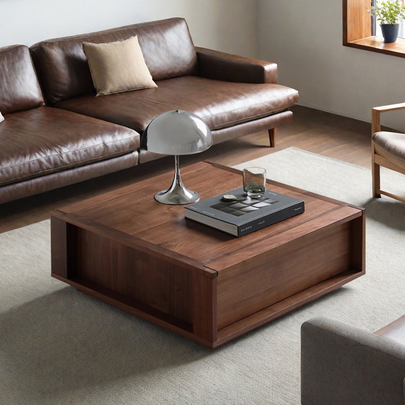 Table basse en bois au design rétro minimaliste