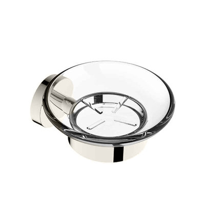 Porte-savon intelligent - fixation murale - laiton 4 po / verre / nickel poli