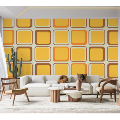 Murale pelez et collez de qualité supérieure - Motif de carrés rétro