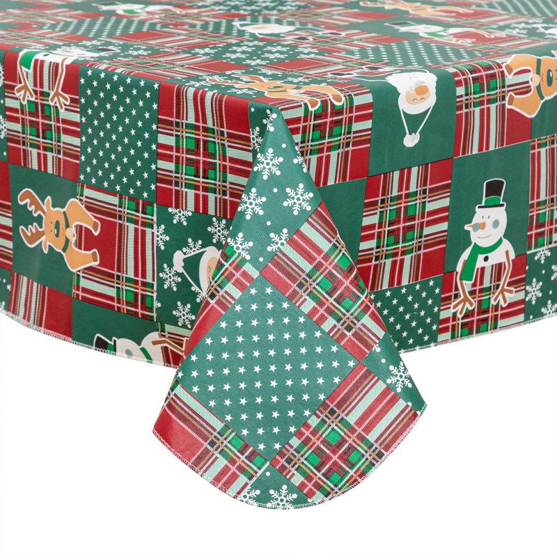 Nappe de Noël en Noël avec envers en flanelle Rectangle, L 84 po, Vert