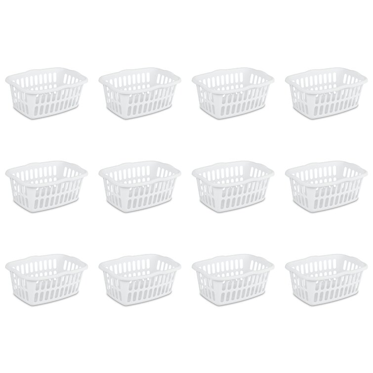 Sterilite 1.5 Bushel Plastic Stackable Laundry Basket, White (24 Pack)