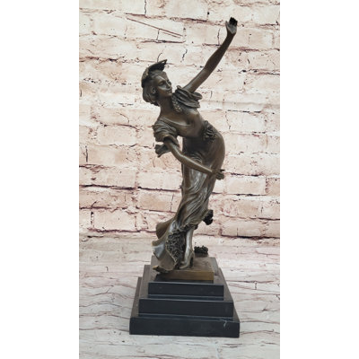 Taquetta Spanish Flamenco Dancer Young Woman - Bronze Sculpture on Marble Base