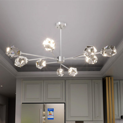 Lustre linéaire moderne à 9 lumières avec accents en cristal Spoutnik Markryan