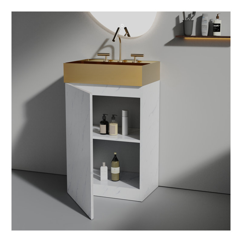 Meuble-lavabo autoportant pour salle de bain moderne Gada, Blanc