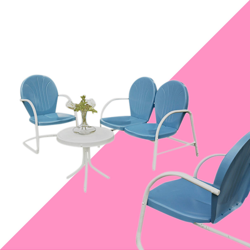 Burley 4 Piece Sofa Seating Group, Sky Blue Gloss