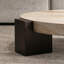 Table basse ronde en bois massif beige-129191400