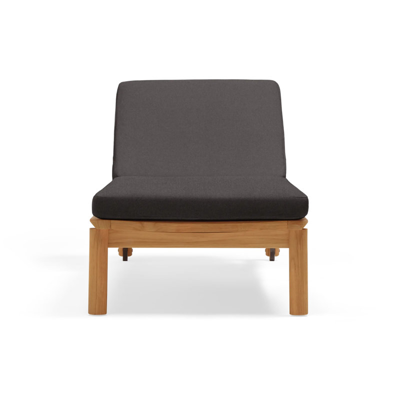 Haven Outdoor Teak Chaise Lounge, Sunbrella Coal