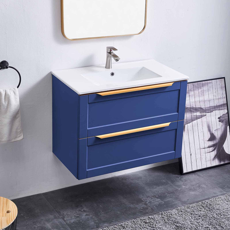 Ensemble de meuble-lavabo simple mural 2 tiroirs 30 po Yolonda