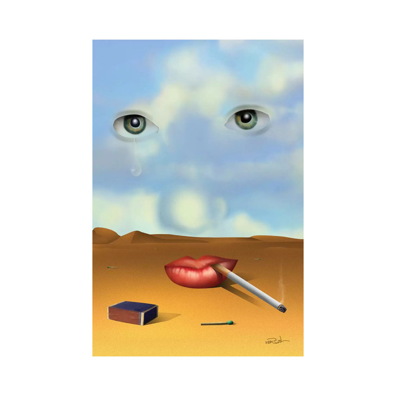 Retrato Com Cigarro (Portrait With Cigarette) by Marcel Caram - Wrapped Canvas Painting, 20.32 cm H x 30.48 cm W