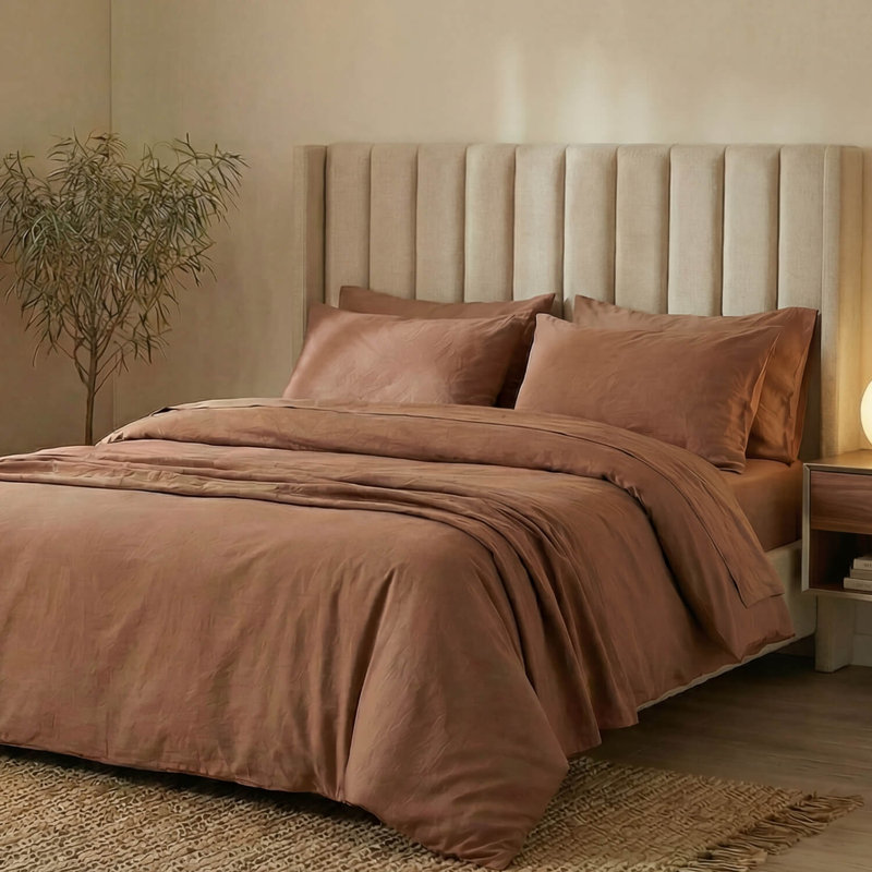 Bedding Sets Cotton No Pattern Duvet Cover Set, 50x75cm Pillowcase, Brown, King
