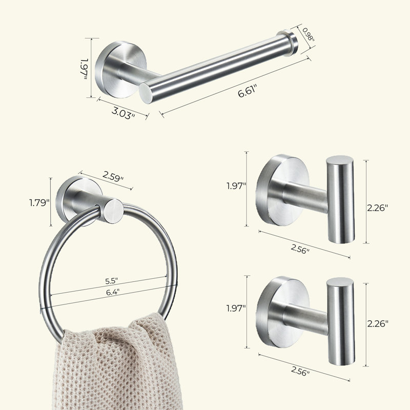 4 - Piece Bathroom Hardware Set, Brushed Nickel