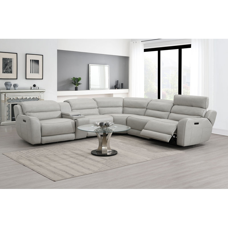 Willma Faux Leather, Water Resistant, Dual Power Reclining Sectional With Power USB Port, WIreless Charger, Hidden Cupholder & Adjustable headrest (including 2 dual power pieces)
