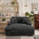 Canapé-lit de 53 po de largeur - Chaise moelleuse avec coussins décoratifs et accoudoirs encastrés pour le salon, la chambre d'amis ou le bureau personnel