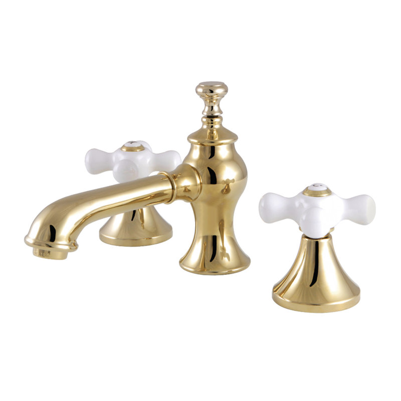 Robinet de salle de bain espacé avec ensemble de drain Vintage, Laiton poli