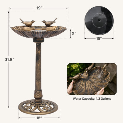 Fontaine d'extérieur pour bain d'oiseaux, bol de bain d'oiseaux avec pompe solaire, ensemble d'eau à énergie solaire pour jardin