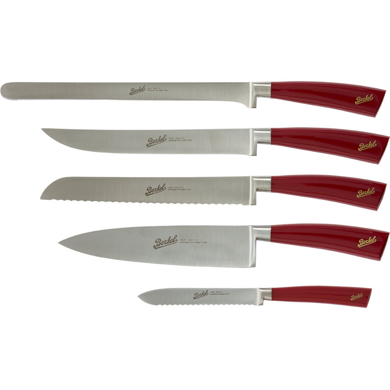 Elegance 5 - Piece Stainless Steel Assorted Knife Set, Red
